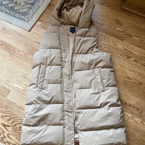 Love Tree Beige Hooded Puffer Vest